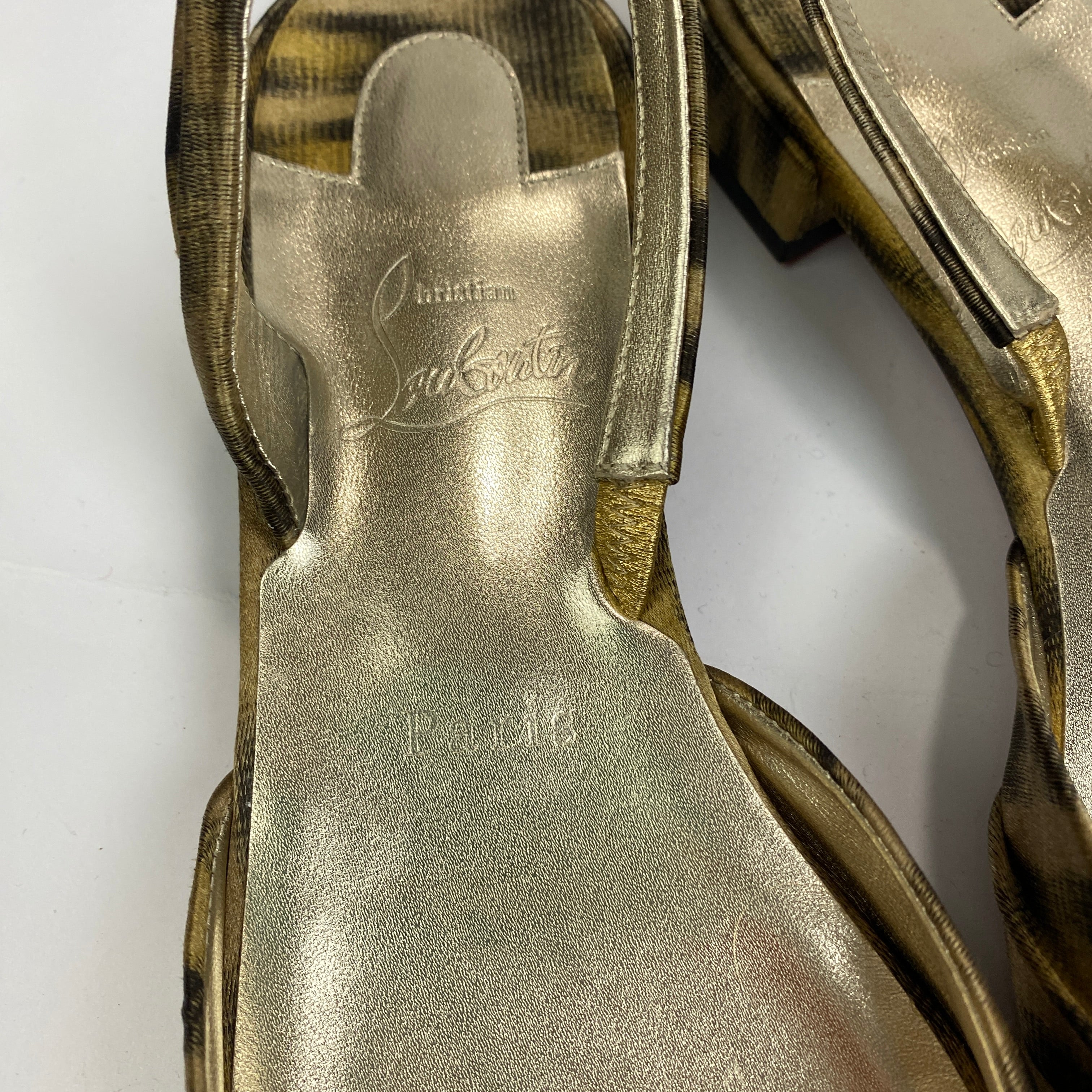 Christian Louboutin New £1100 Leopard Silk Cordelina Slingbacks 39.5