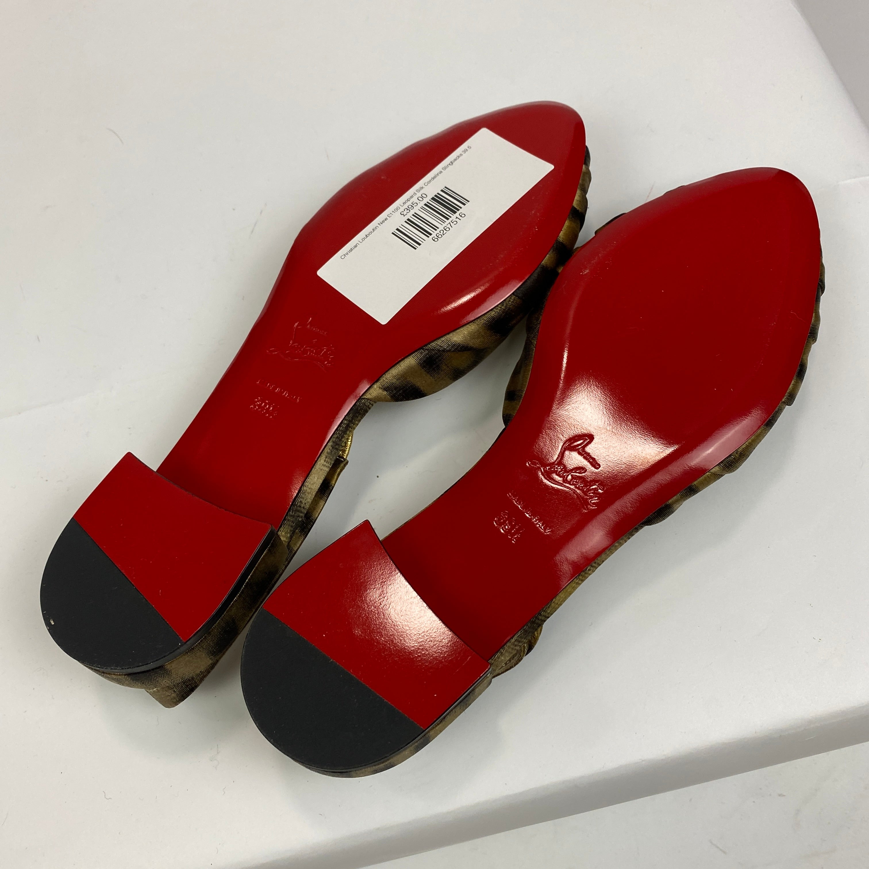 Christian Louboutin New £1100 Leopard Silk Cordelina Slingbacks 39.5