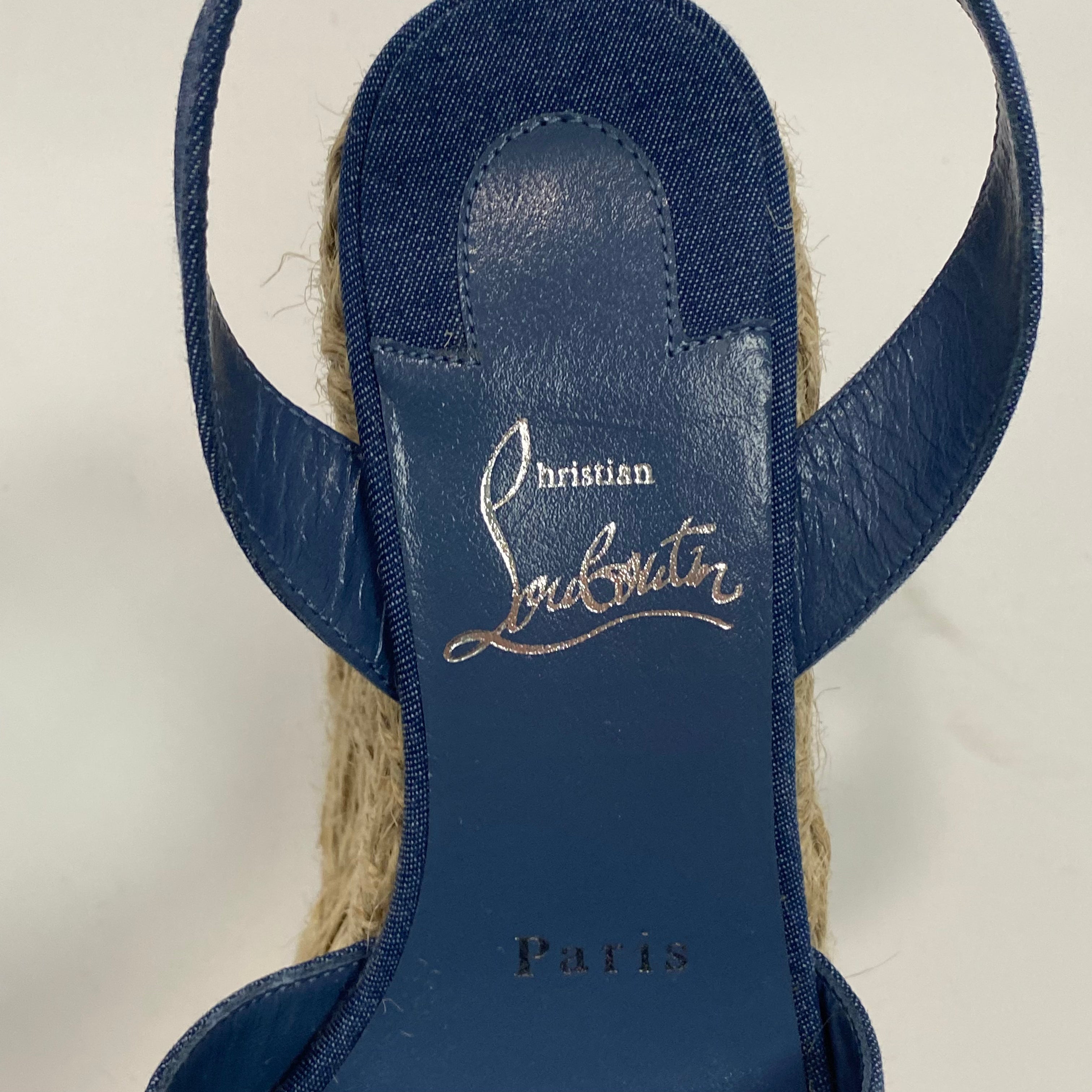 Christian Louboutin New £735 Mariza Zeppa Canvas Espadrille Sandals 35