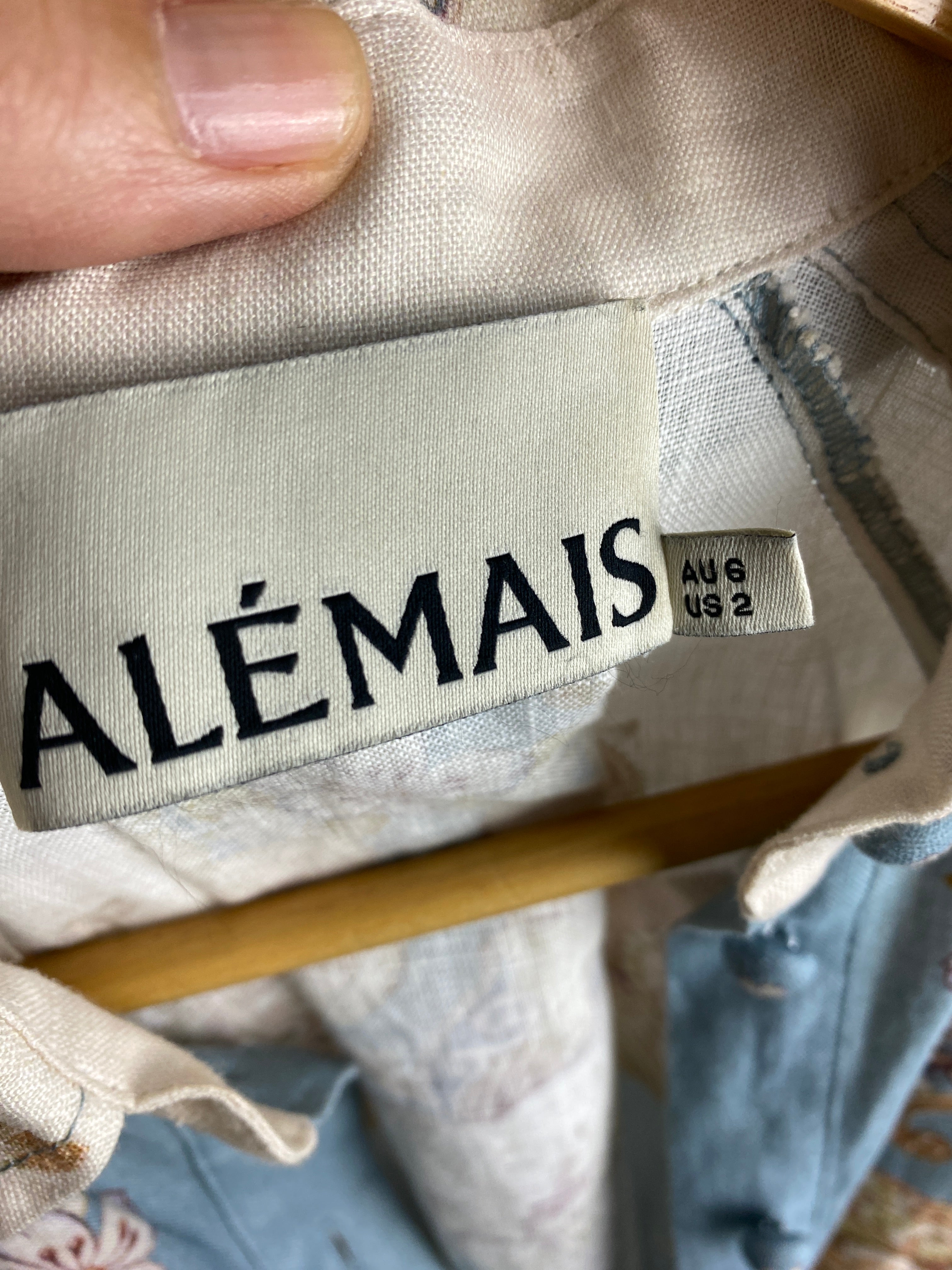Alemais £475 Blue & Cream Blythe Linen Shirtdress XXS/XS/S