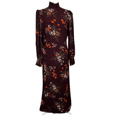 Reformation Burgundy Floral High Neck Maxi Dress M