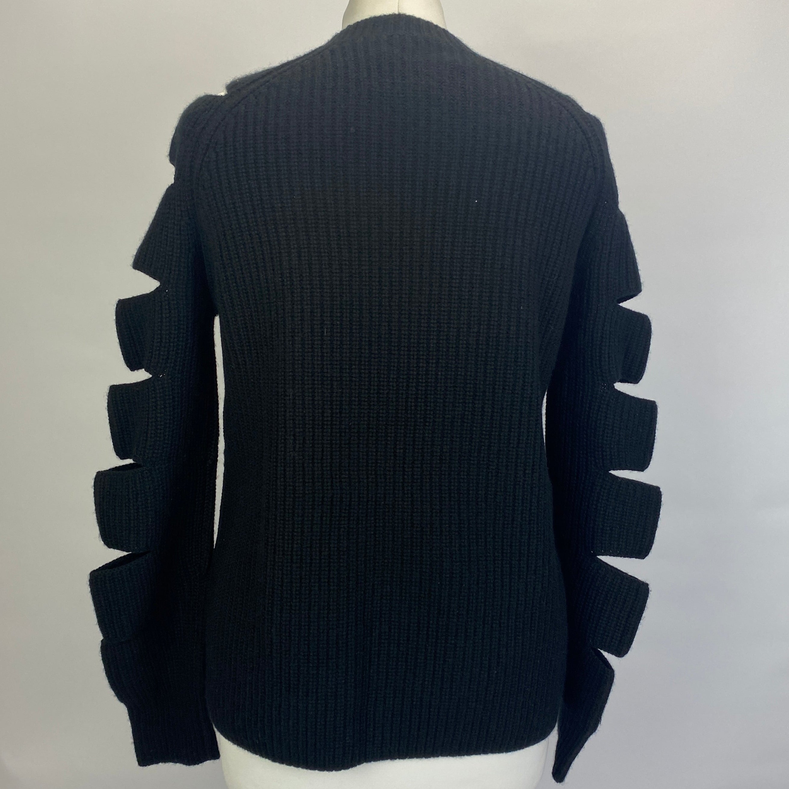 Zoe Jordan £345 Black Cashmere Mix Cutaway Sleeve Sweater S/M
