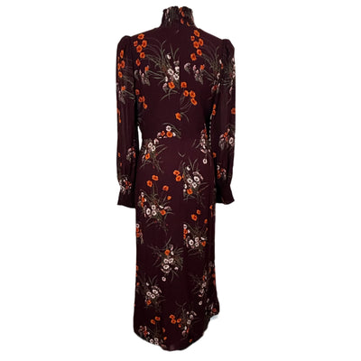 Reformation Burgundy Floral High Neck Maxi Dress M