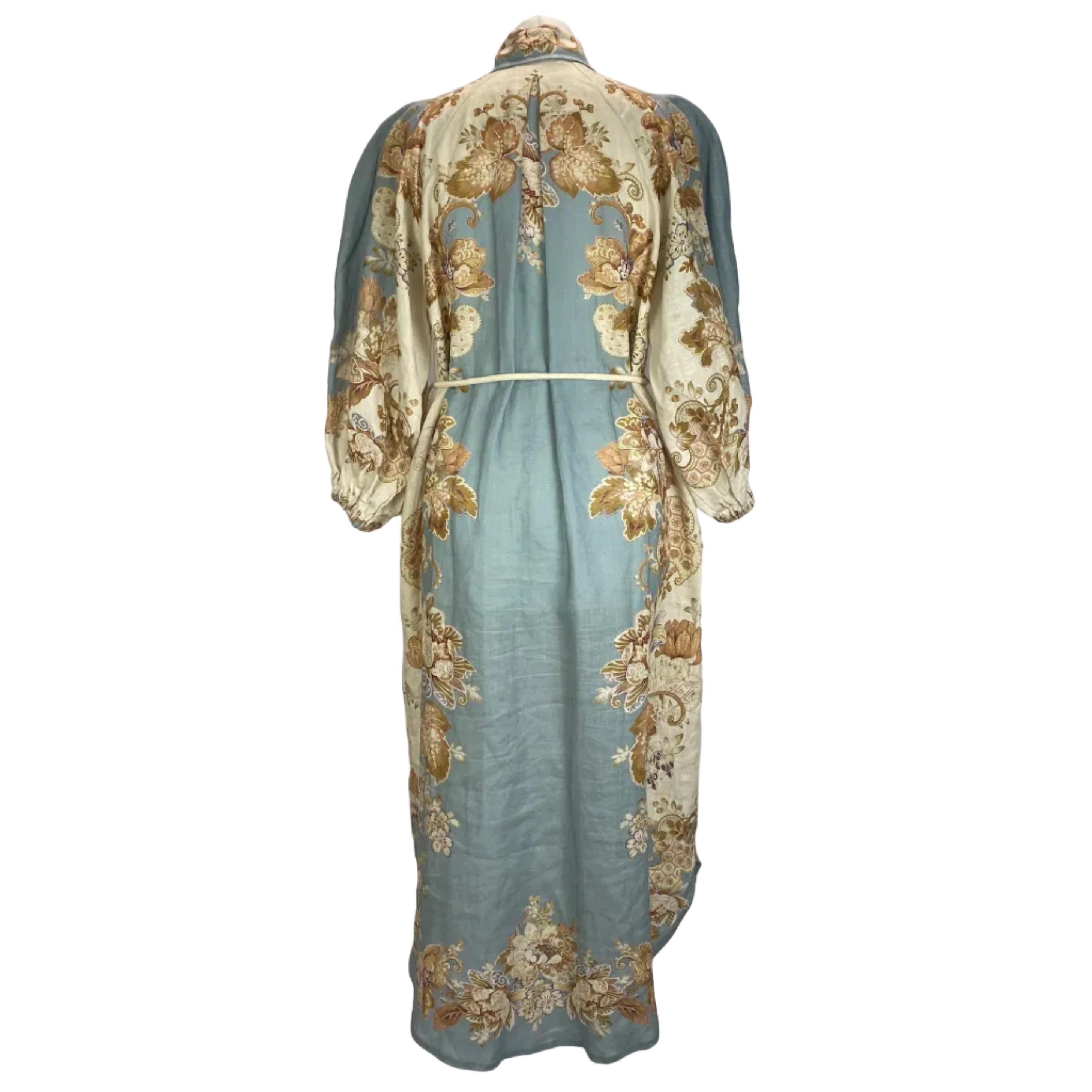 Alemais £475 Blue & Cream Blythe Linen Shirtdress XXS/XS/S