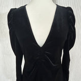 Ganni Black Velvet Ruched Maxi Dress S