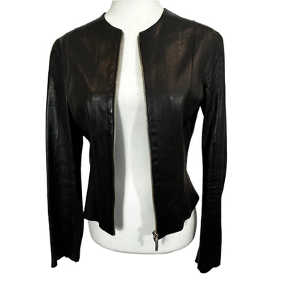 Joseph Black Lambskin Lightweight Biker Jacket M