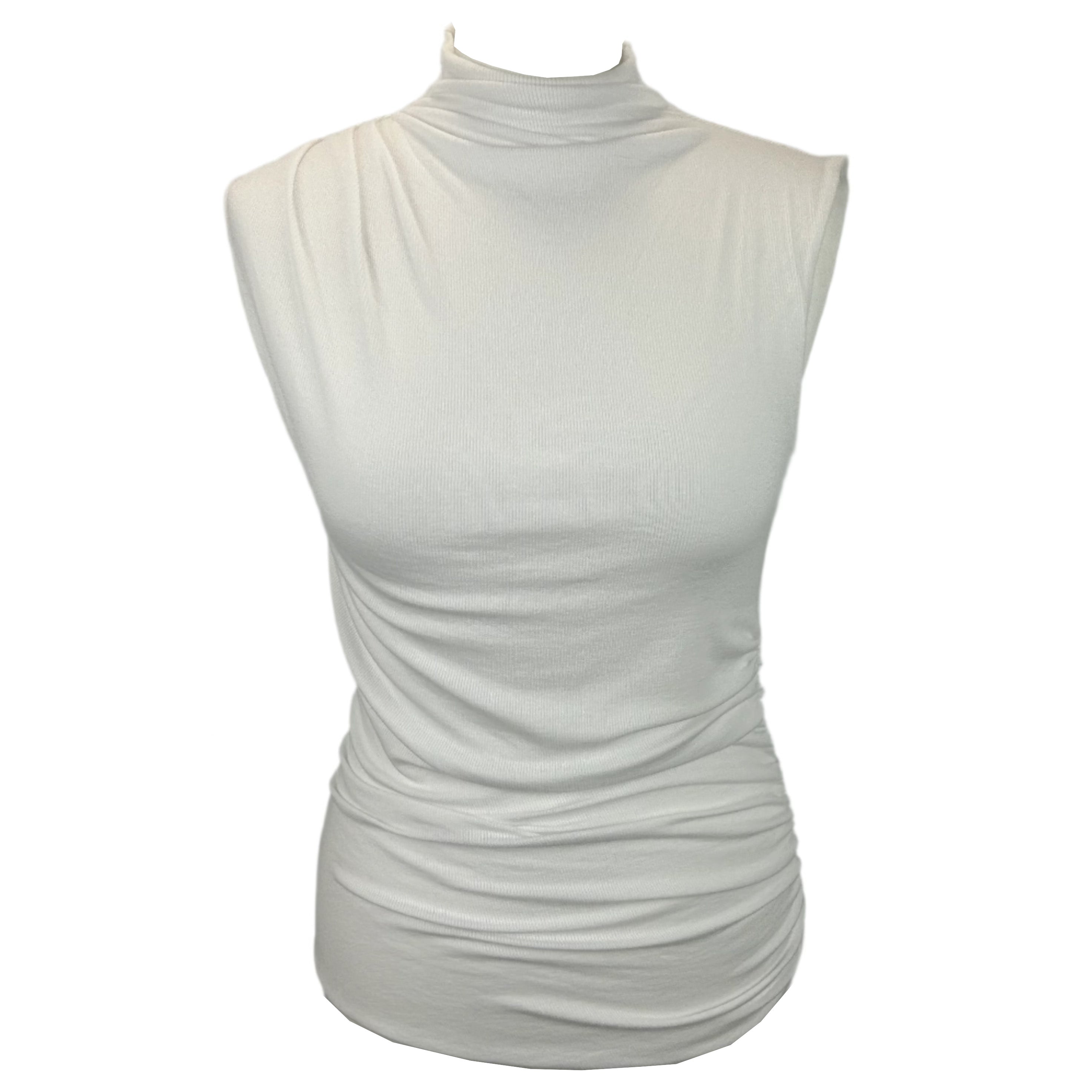Veronica Beard £240 White Jersey Ruched Sleeveless Top S