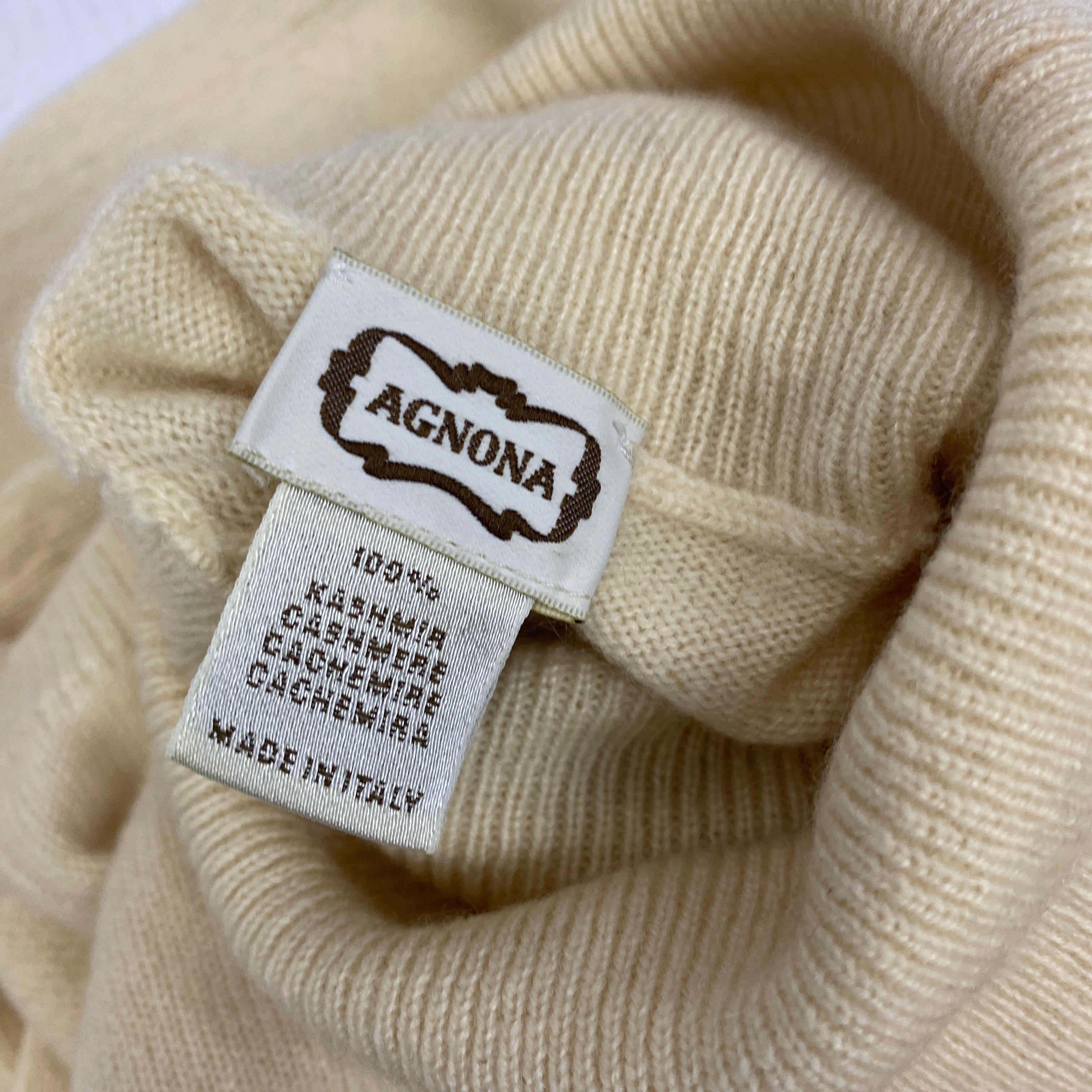 Agnona Light Yellow Cashmere Roll Neck Sweater S
