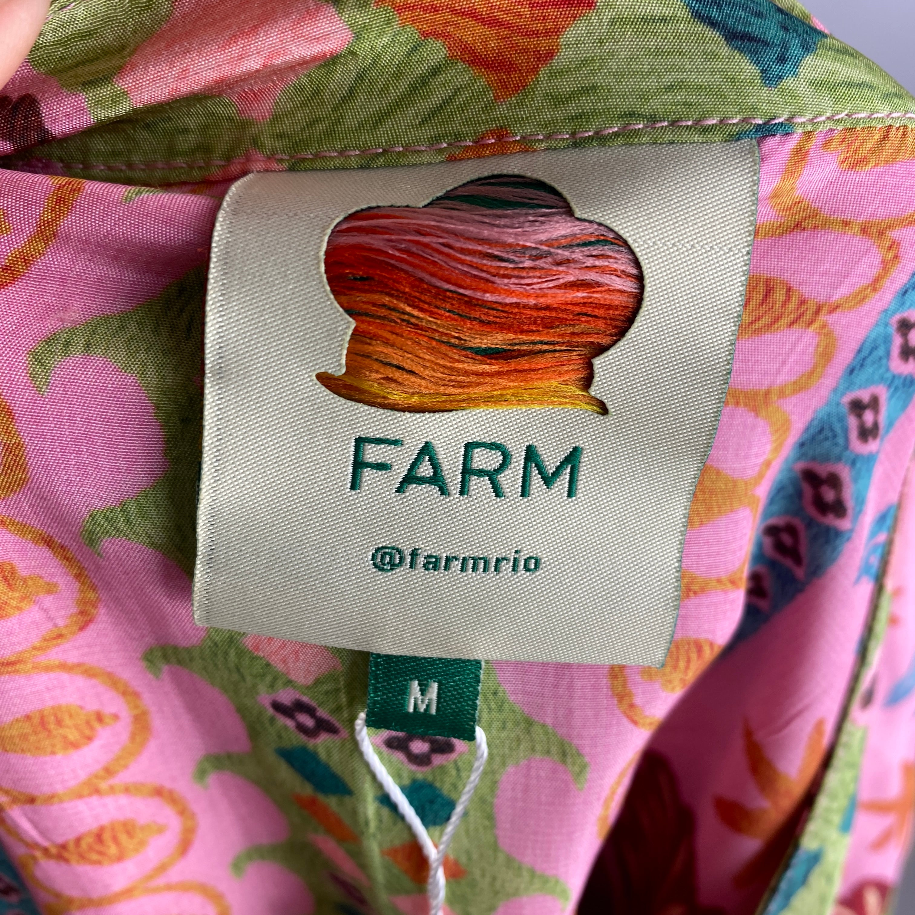 Farm Rio Pink Floral Print Silky Maxi Dress M