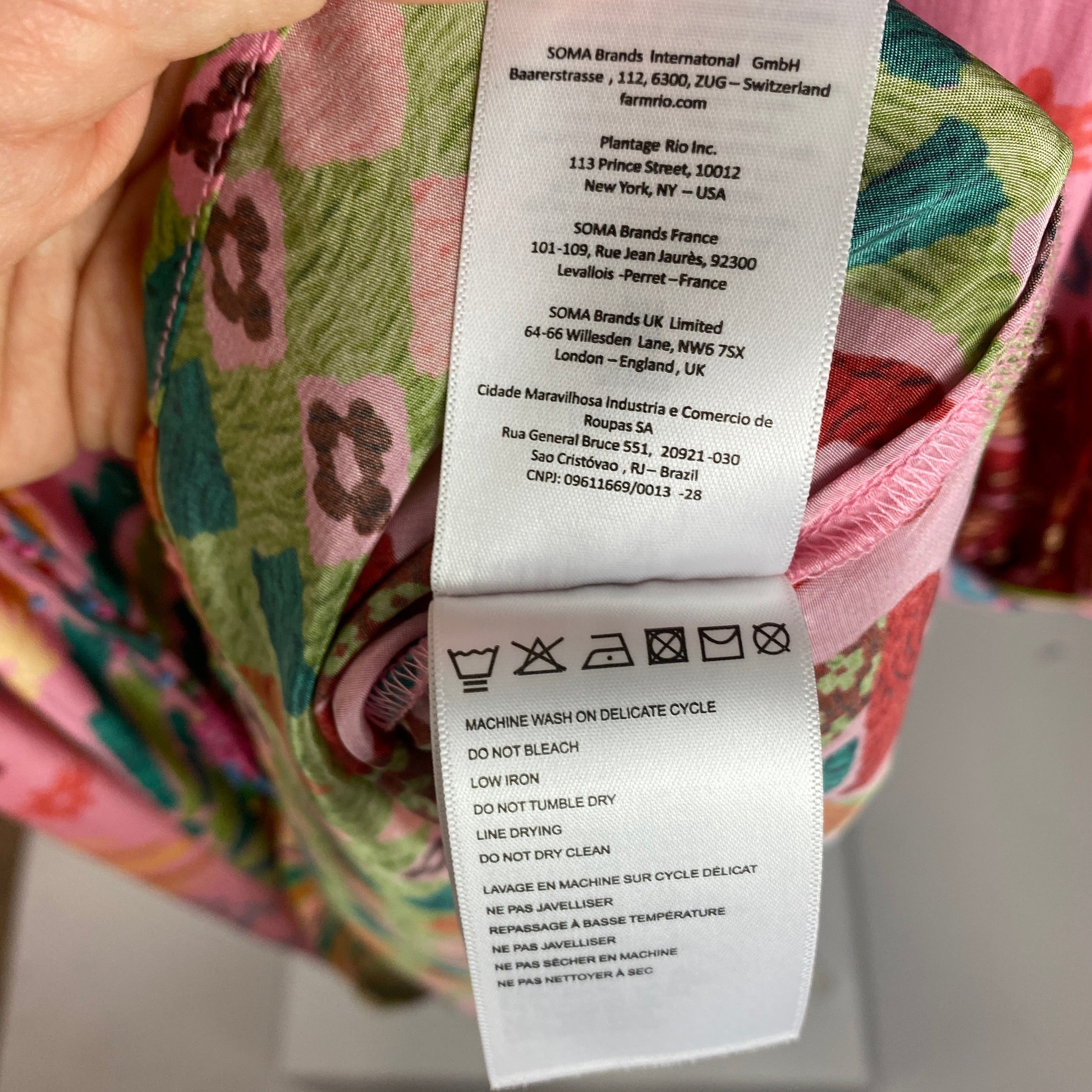 Farm Rio Pink Floral Print Silky Maxi Dress M