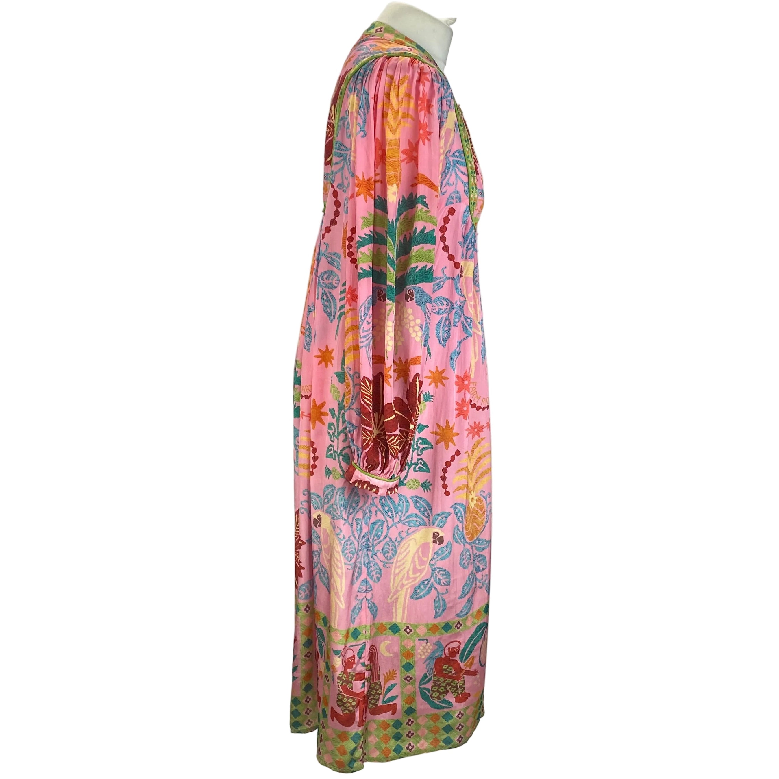 Farm Rio Pink Floral Print Silky Maxi Dress M