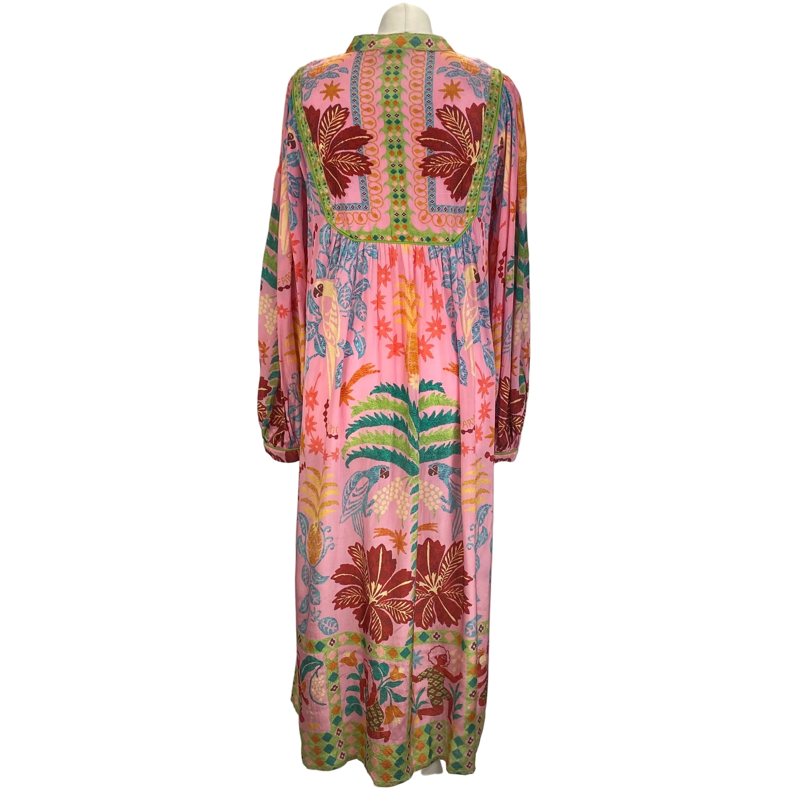 Farm Rio Pink Floral Print Silky Maxi Dress M