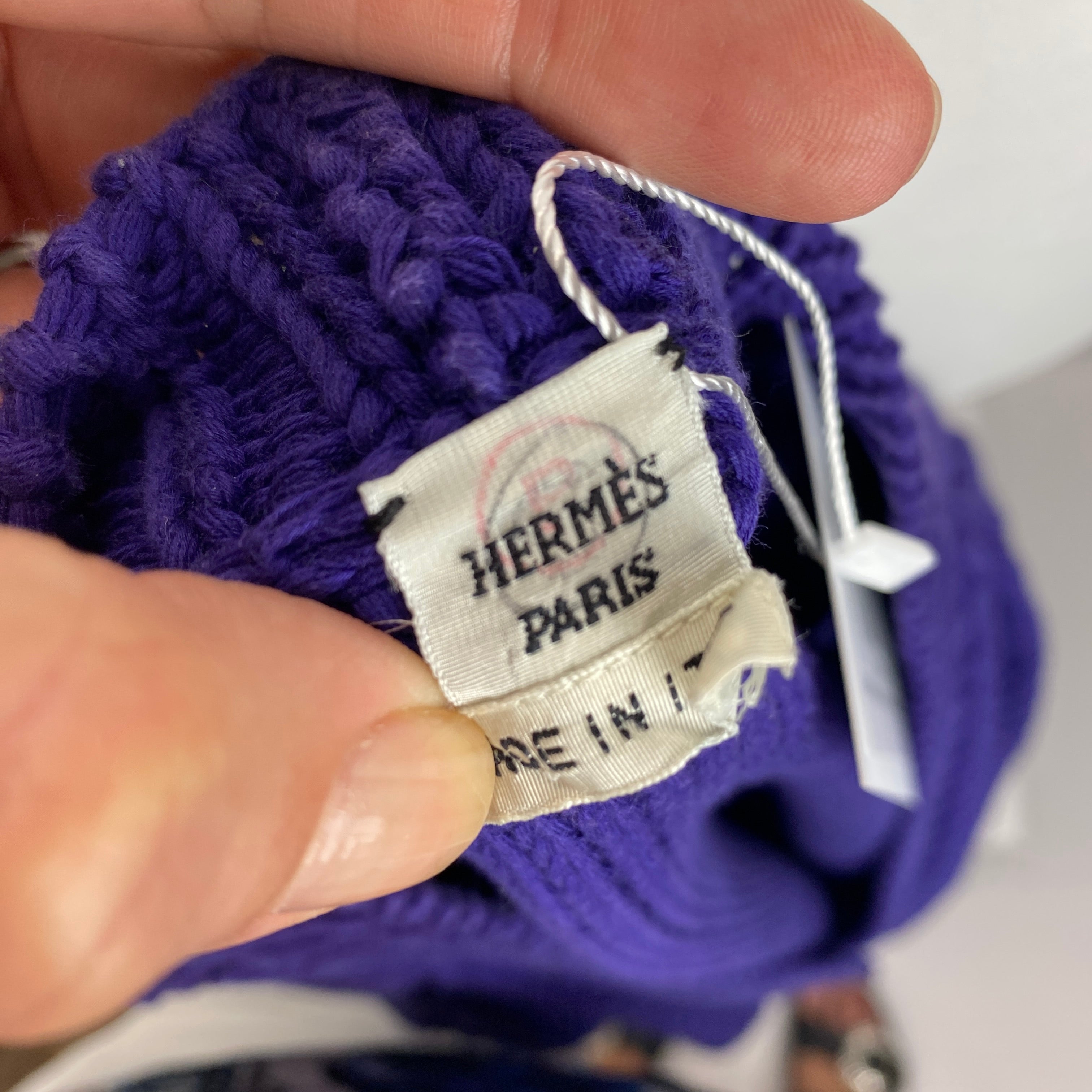 Hermes Vintage Amethyst Cotton Cable Knit Cardigan XS