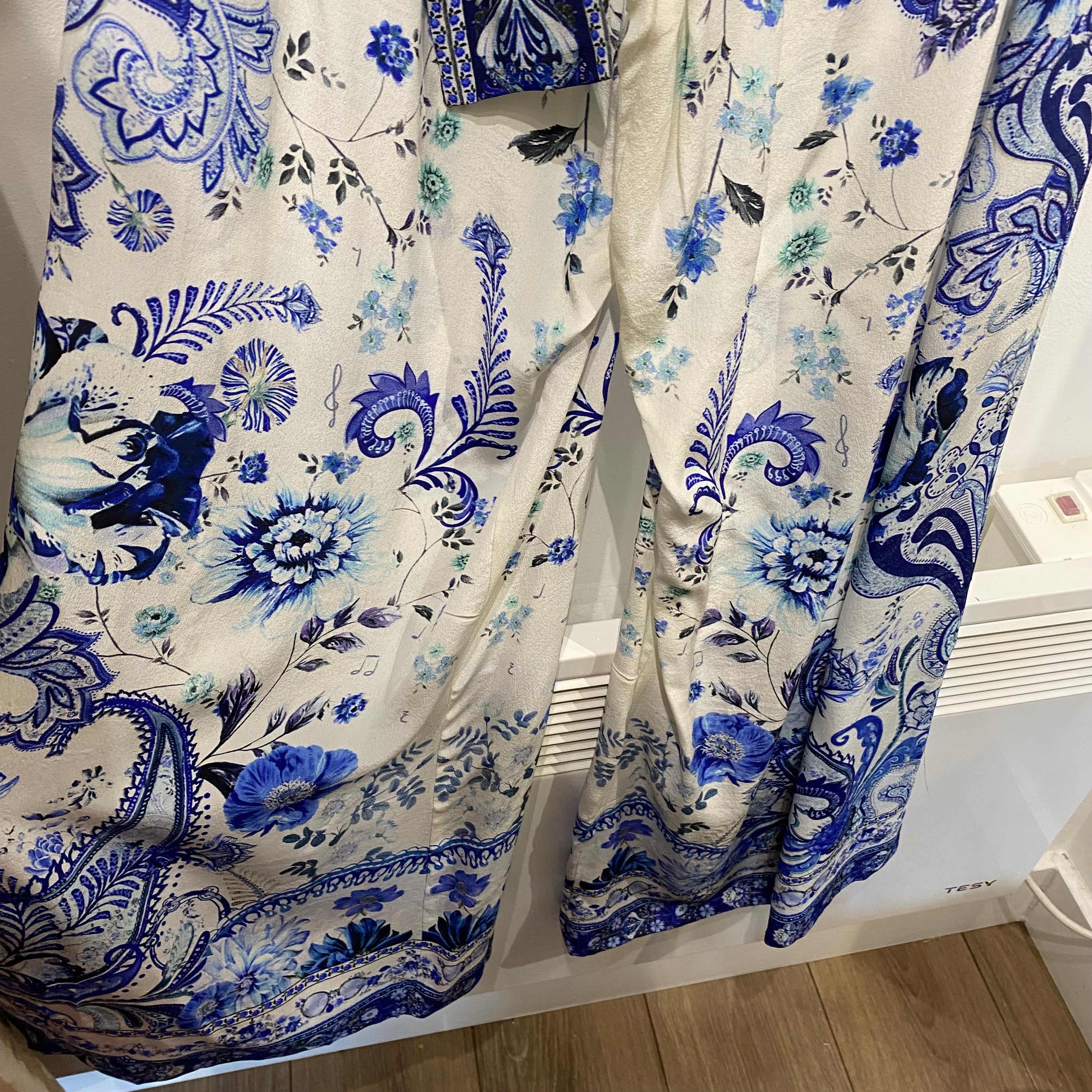 Camilla £600 Blue & Ivory Silk Bandeau Jumpsuit S