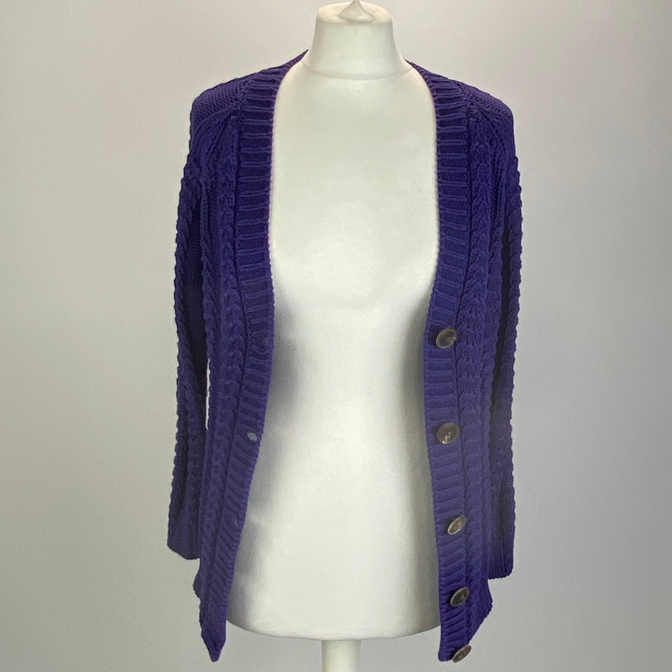 Hermes Vintage Amethyst Cotton Cable Knit Cardigan XS