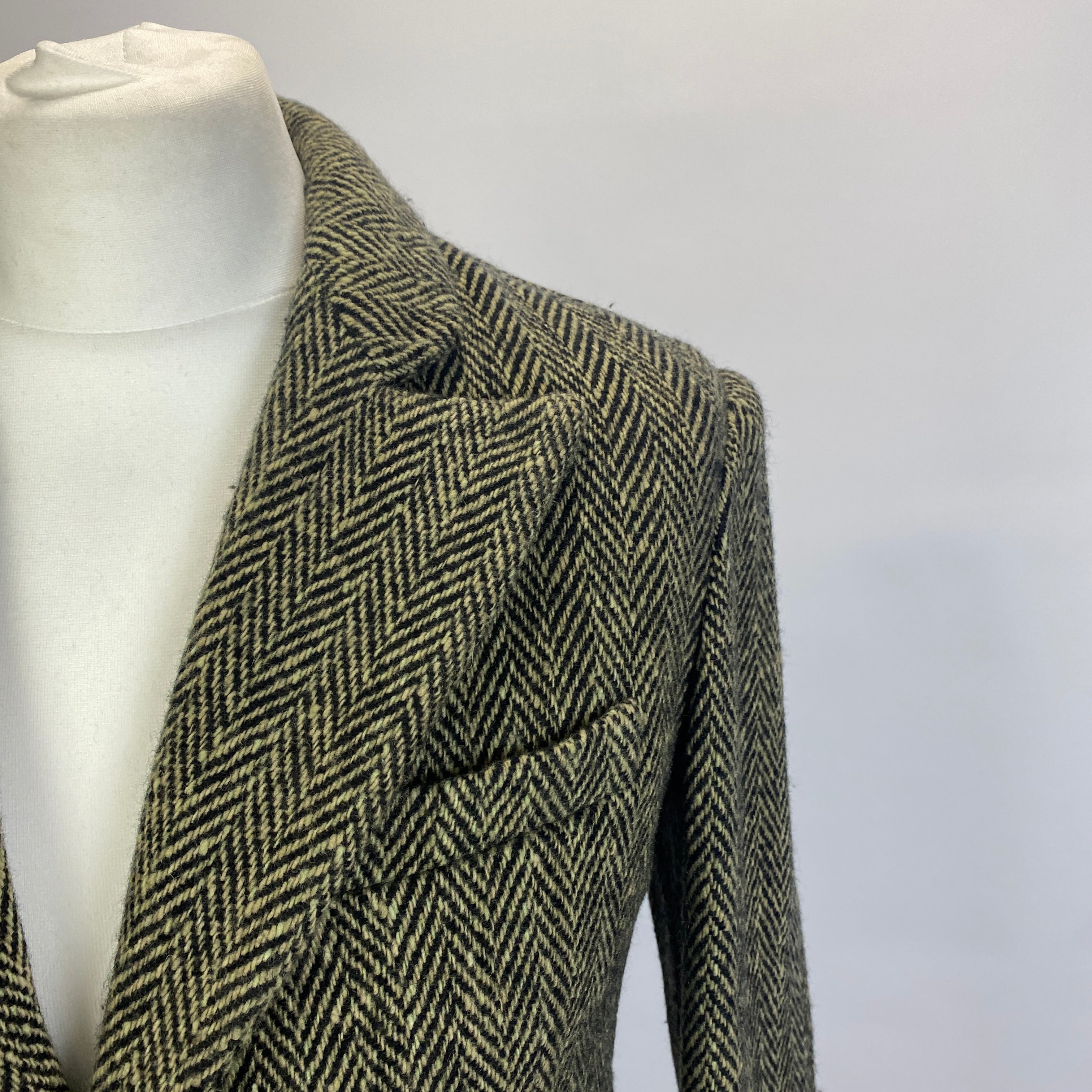 Ralph Lauren Collection £1870 Olive Cashmere Mix  Herringbone Jacket S