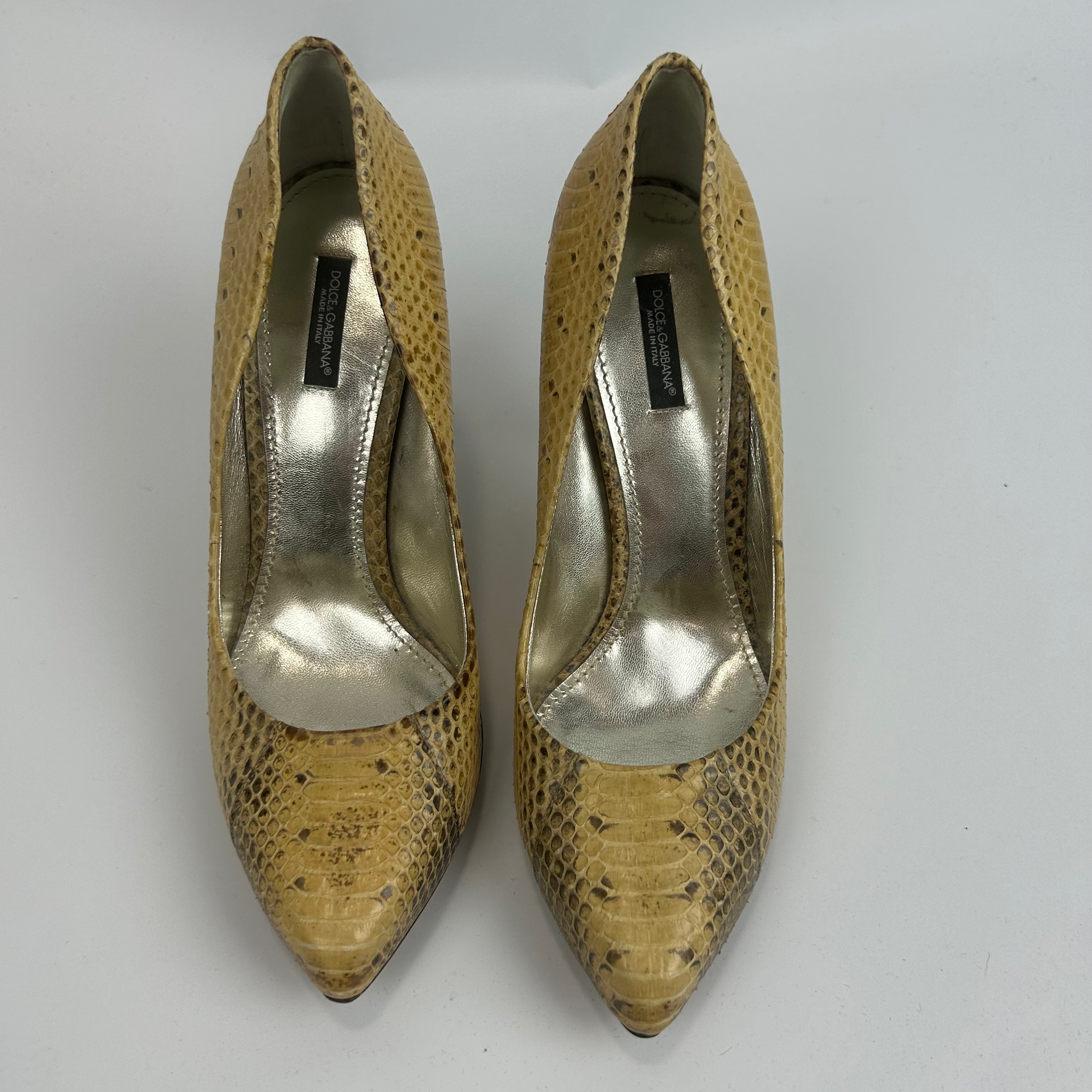 Dolce & Gabbana New Yellow Marl Python Heels 41