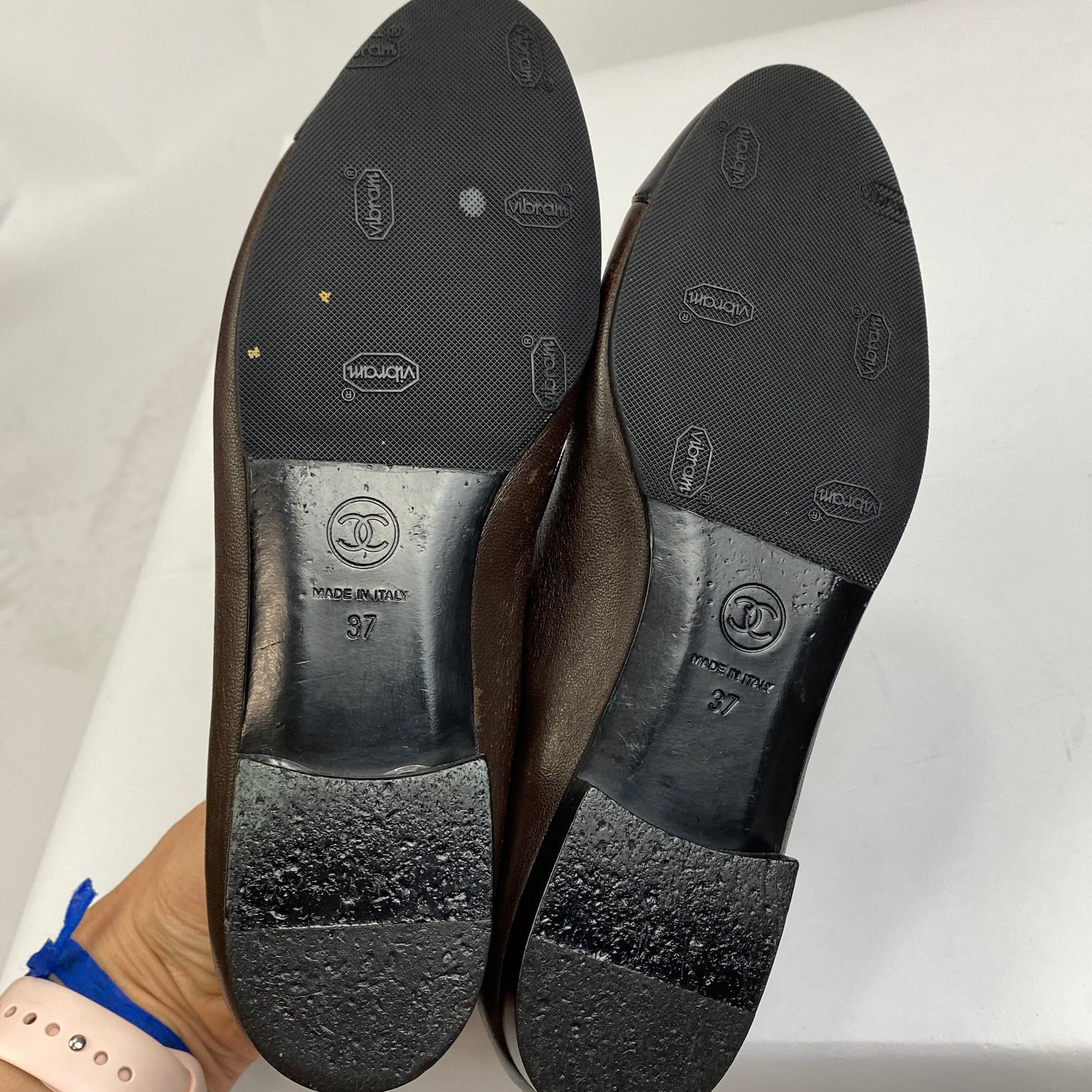 Chanel Brown & Black Classic Ballet Pumps 37