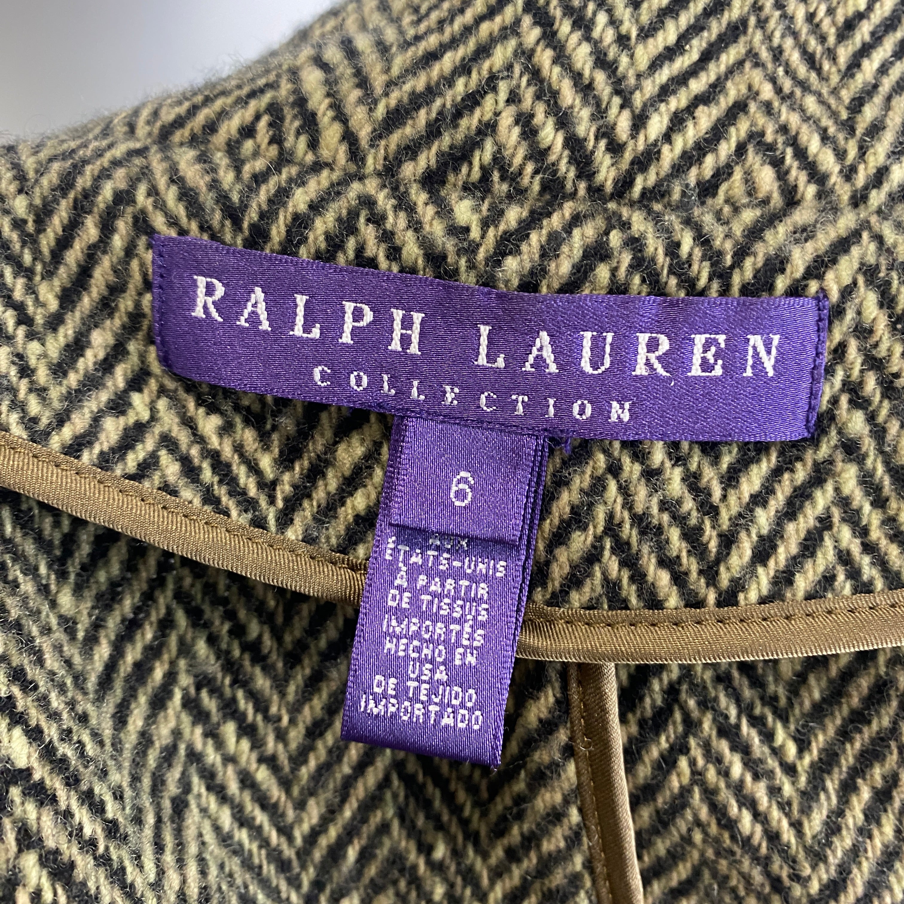 Ralph Lauren Collection £1870 Olive Cashmere Mix  Herringbone Jacket S