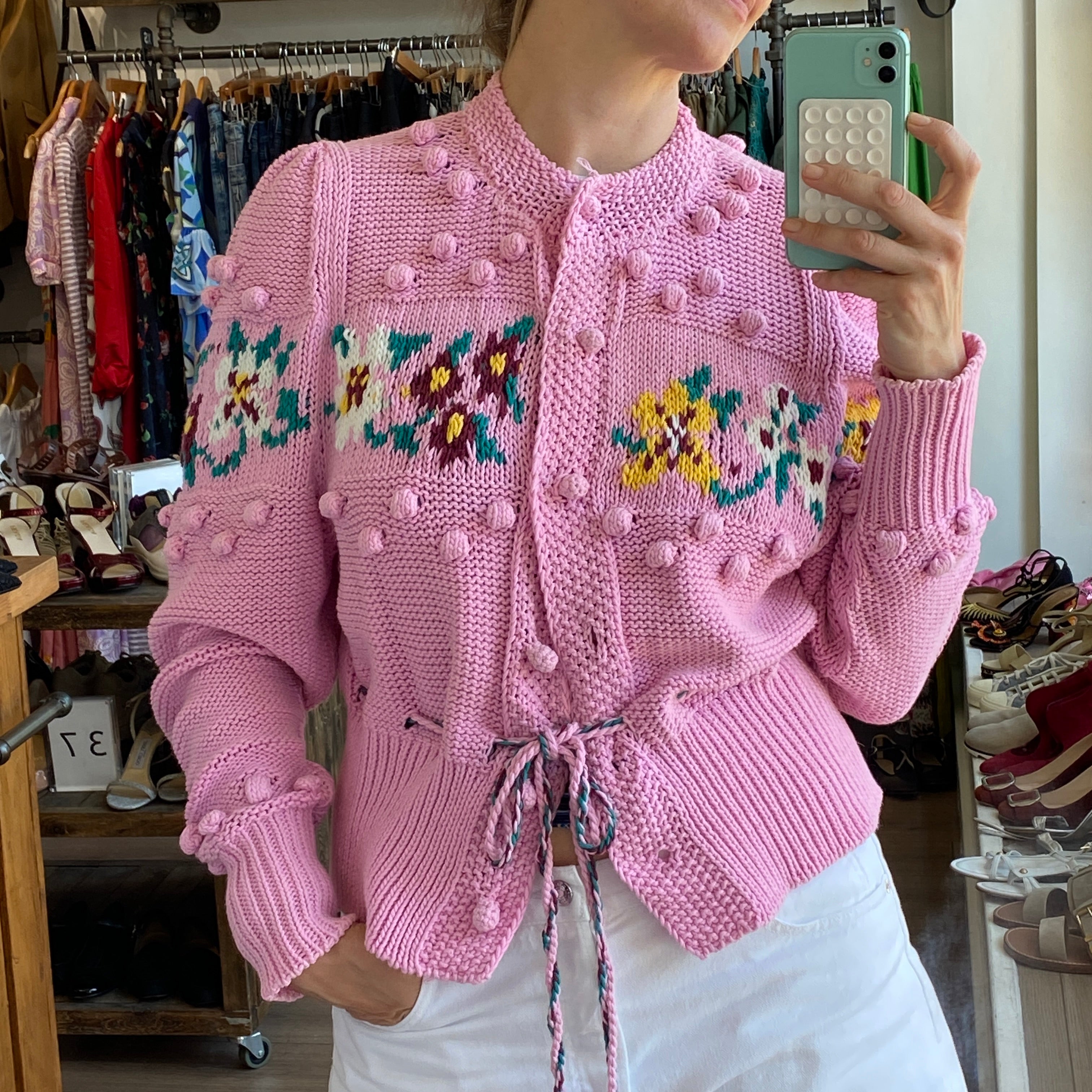 Hayley Menzies Pink Embroidered Cotton Gladys Cardigan S/M