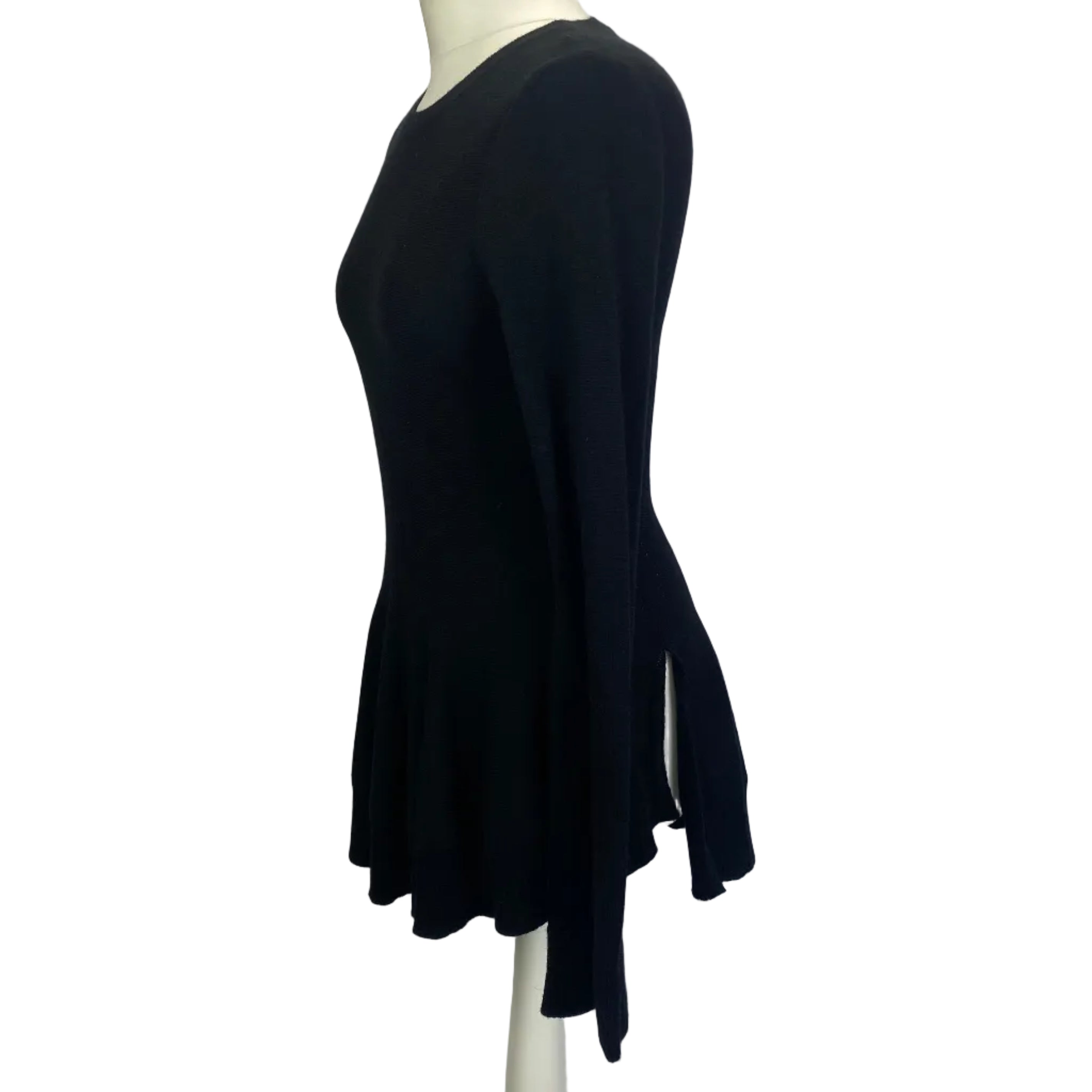 Alexander McQueen Black Wool & Cashmere Fluted Sweater XS/S