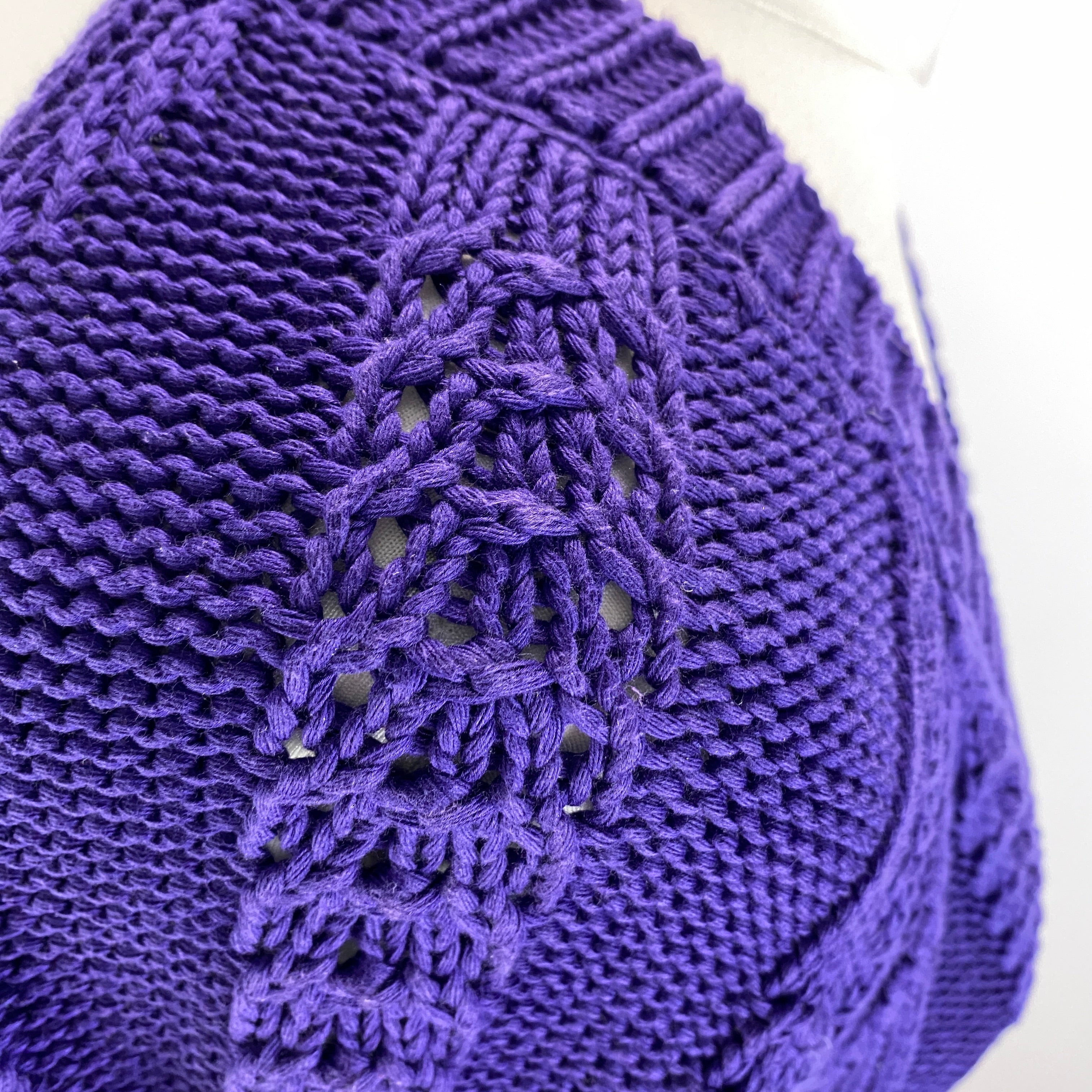 Hermes Vintage Amethyst Cotton Cable Knit Cardigan XS