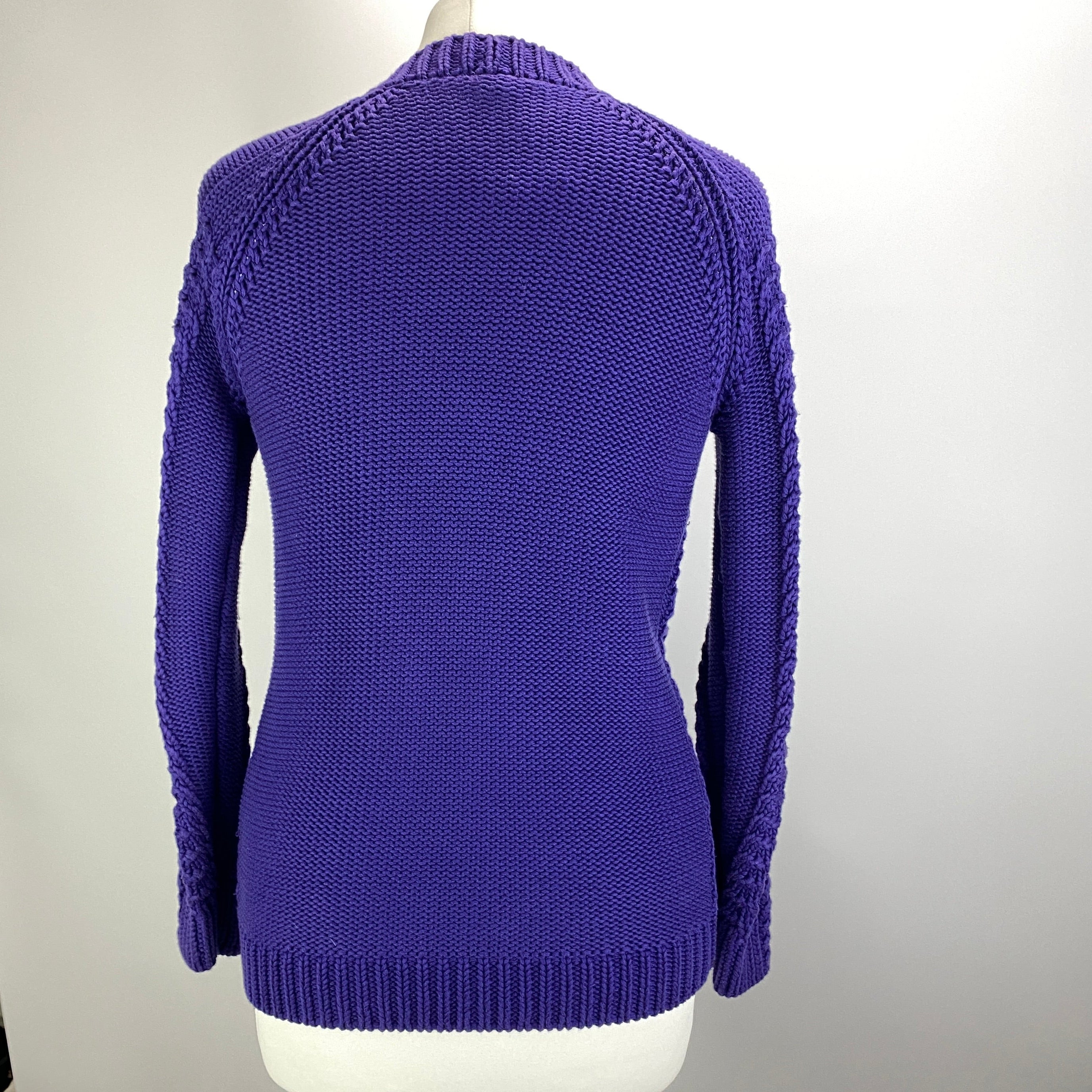 Hermes Vintage Amethyst Cotton Cable Knit Cardigan XS