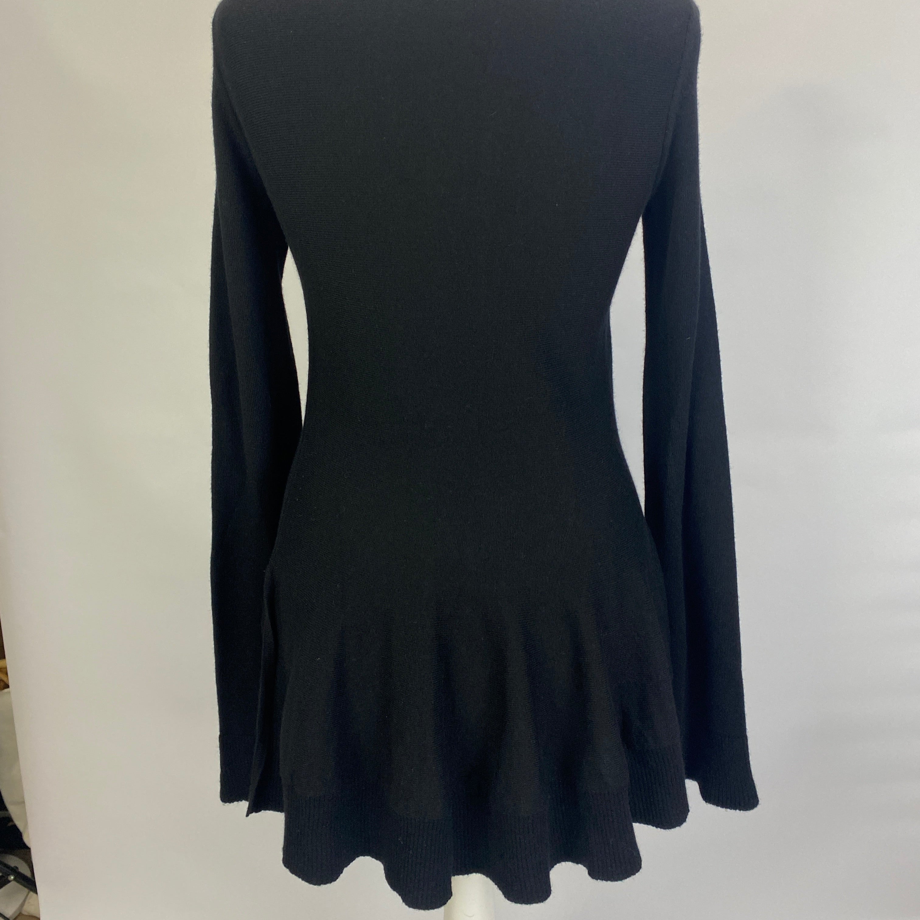 Alexander McQueen Black Wool & Cashmere Fluted Sweater XS/S