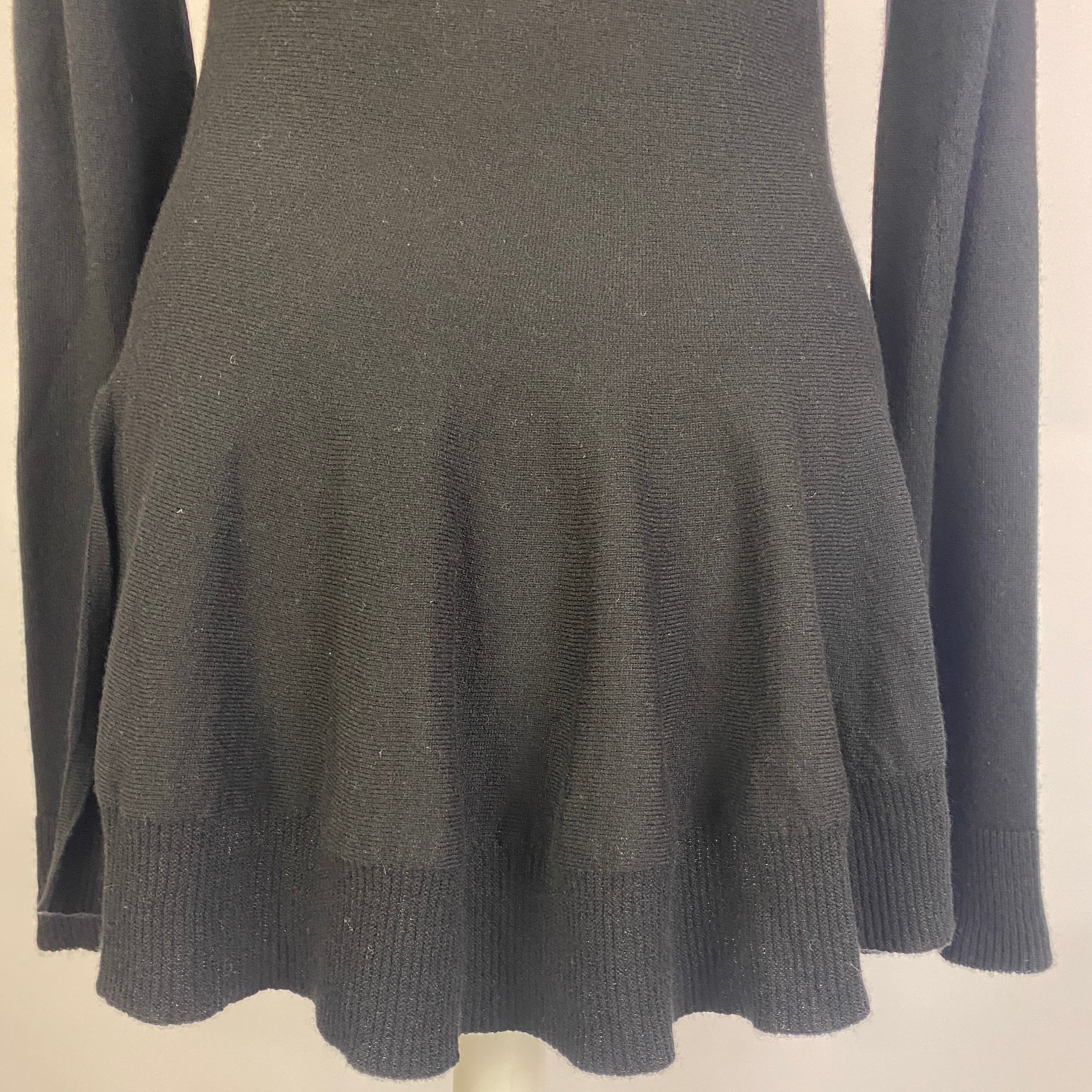 Alexander McQueen Black Wool & Cashmere Fluted Sweater XS/S