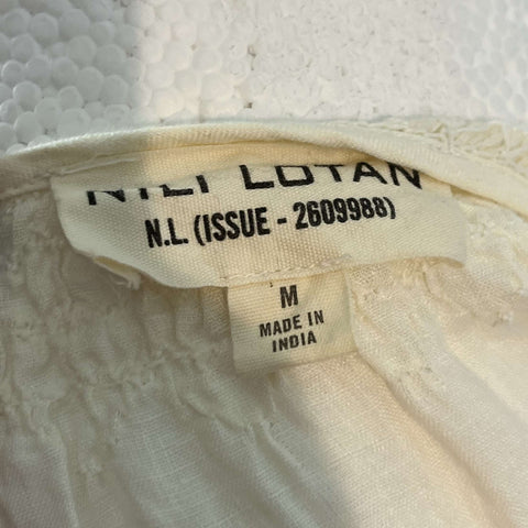 Nili Lotan Cream Linen  Crochet Detail Tunic Top M