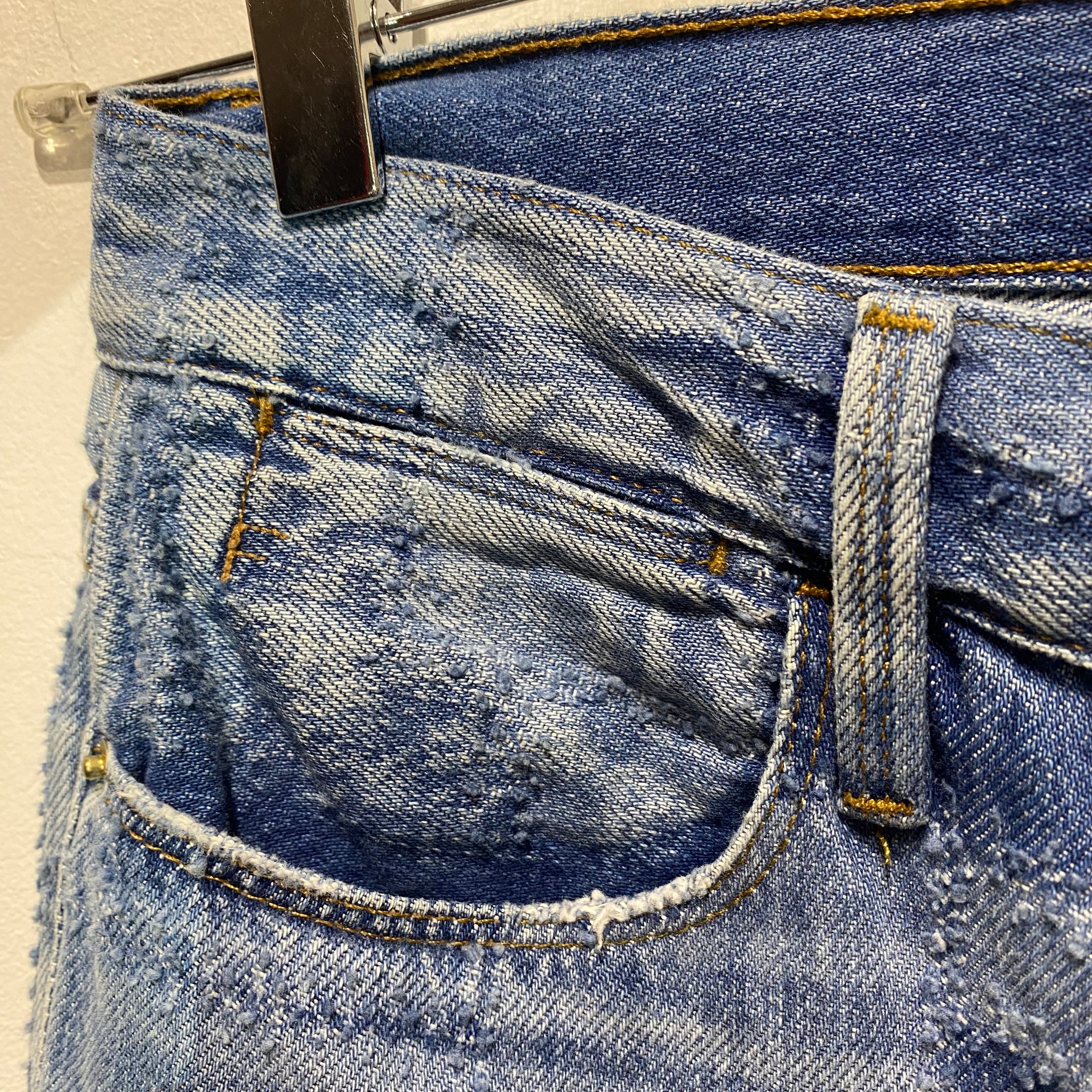 Frame Blue Patchwork Le High Straight Jeans 25