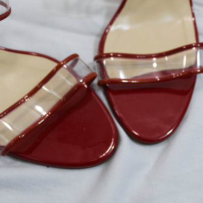 Manolo Blahnik Brand New Scarlet Patent Two Strap Sandals 38.5