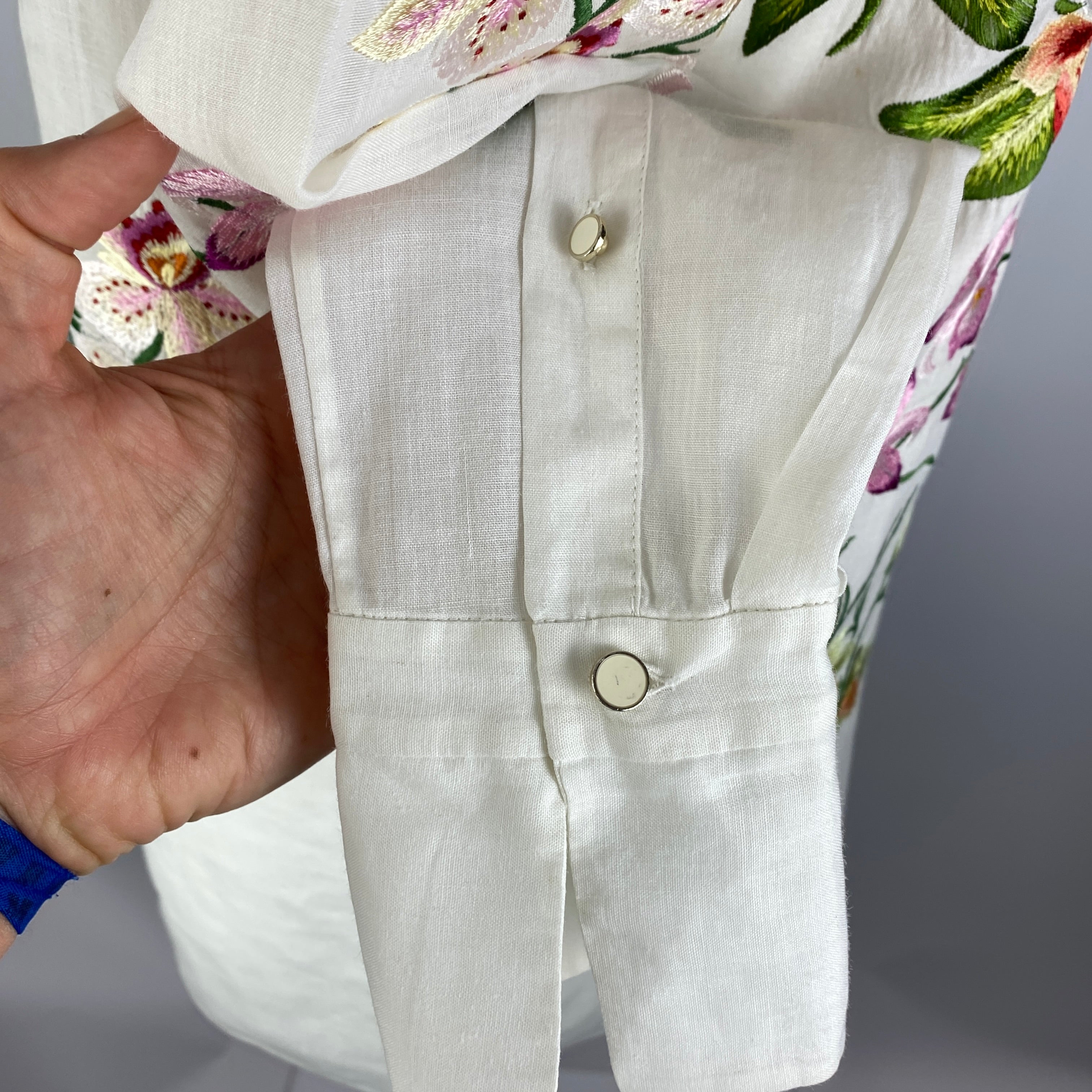 Chloe White Orchid Embroidered Cotton Shirt XS