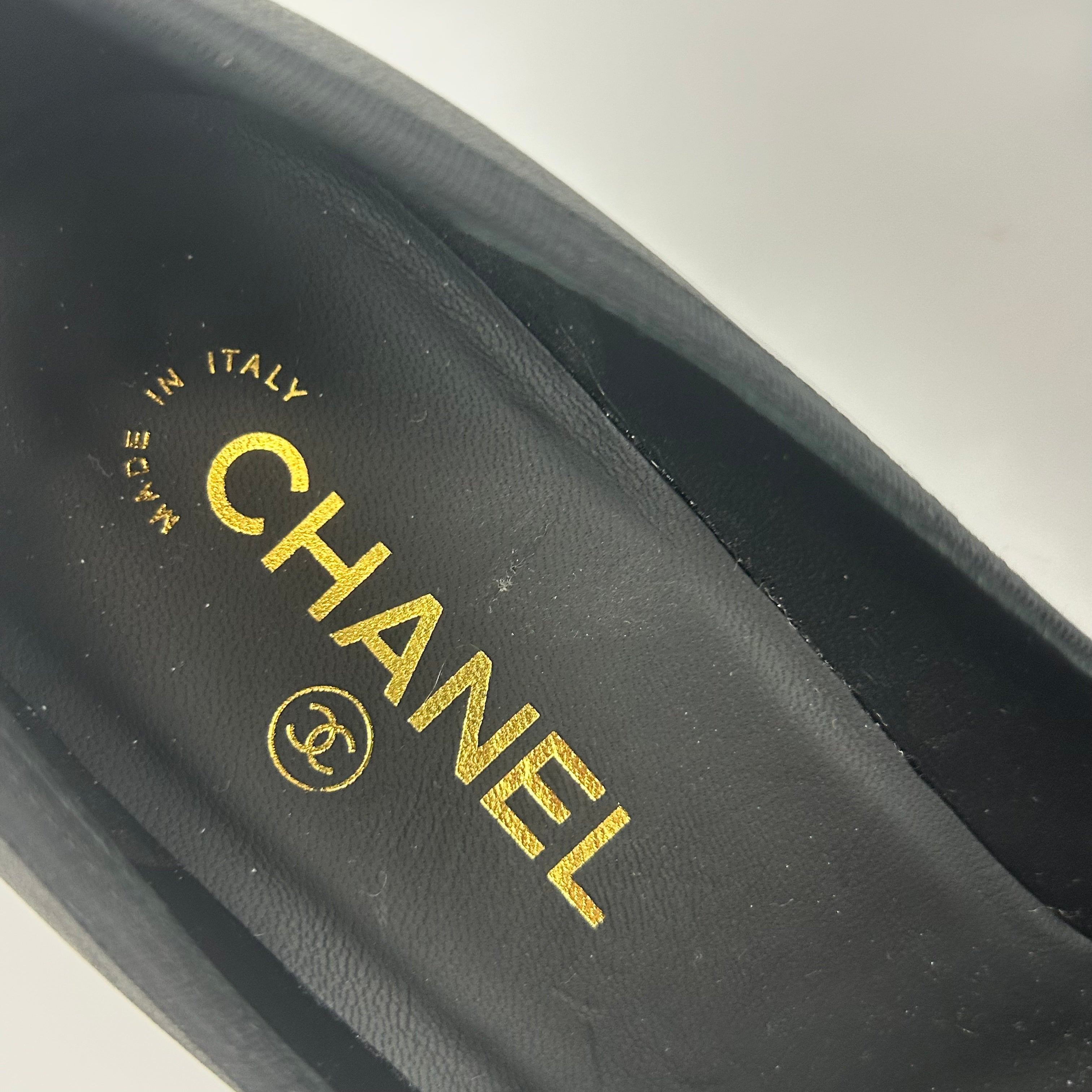 Chanel New Black Camellia & Bow Heels 41