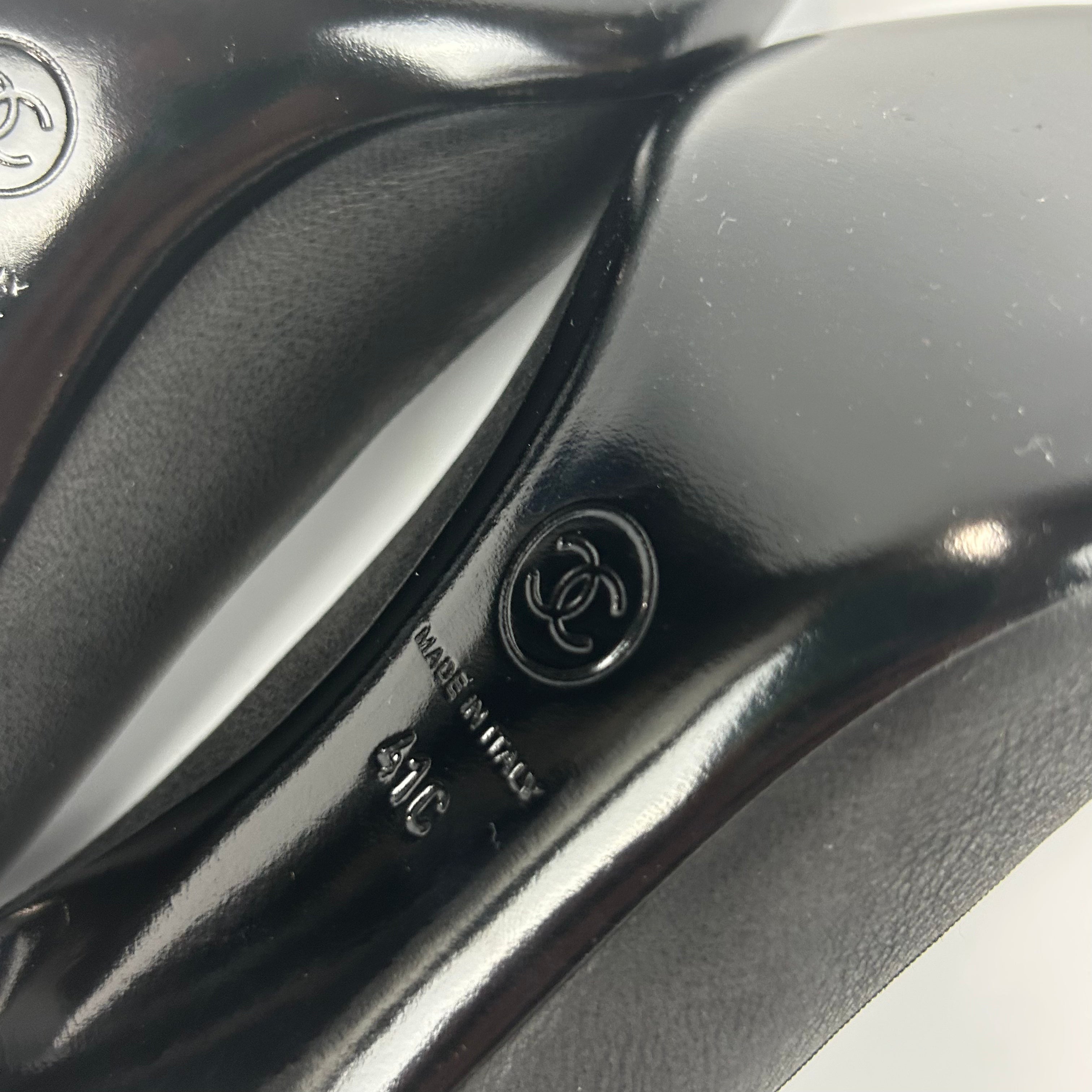 Chanel New Black Camellia & Bow Heels 41