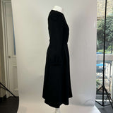 Rochas £900 Simple Black Flared Midi Dress XS