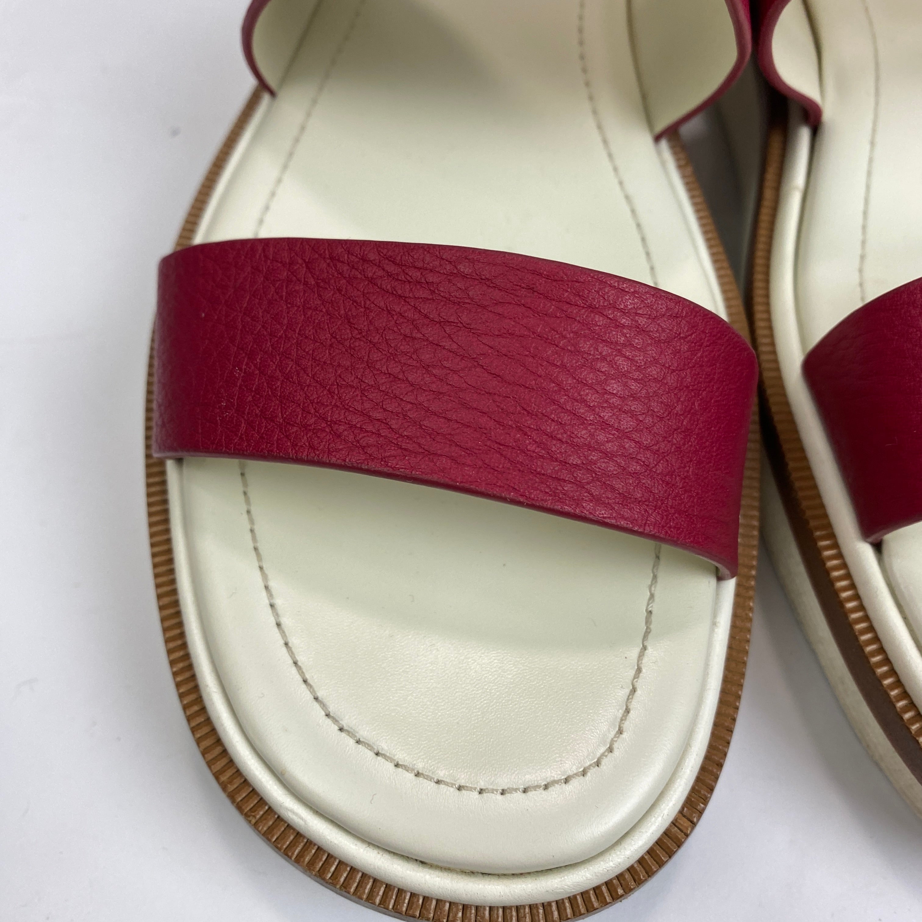 Tod's Raspberry Leather Flatform Sandals 38