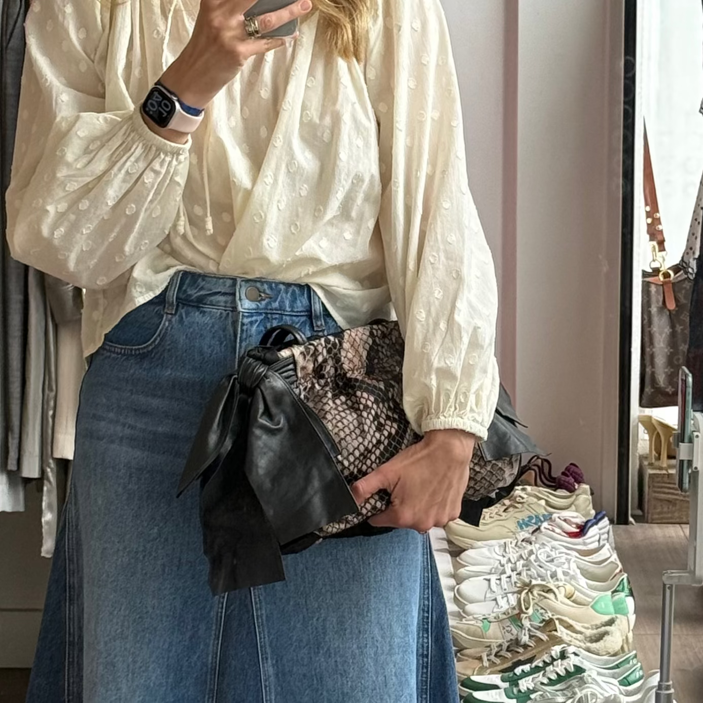 Prada New Tessuto Pitone Bow Shoulderbag