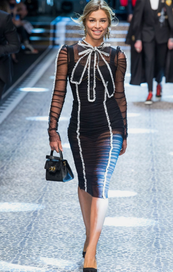 Dolce & Gabbana Black Tulle & Lace Corset Pencil Dress XS