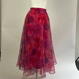 Staud £300 Pink Poppy Print Organza Skirt XS