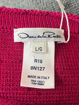 Oscar De La Renta Flamingo Pink Sequin Sweater M/L