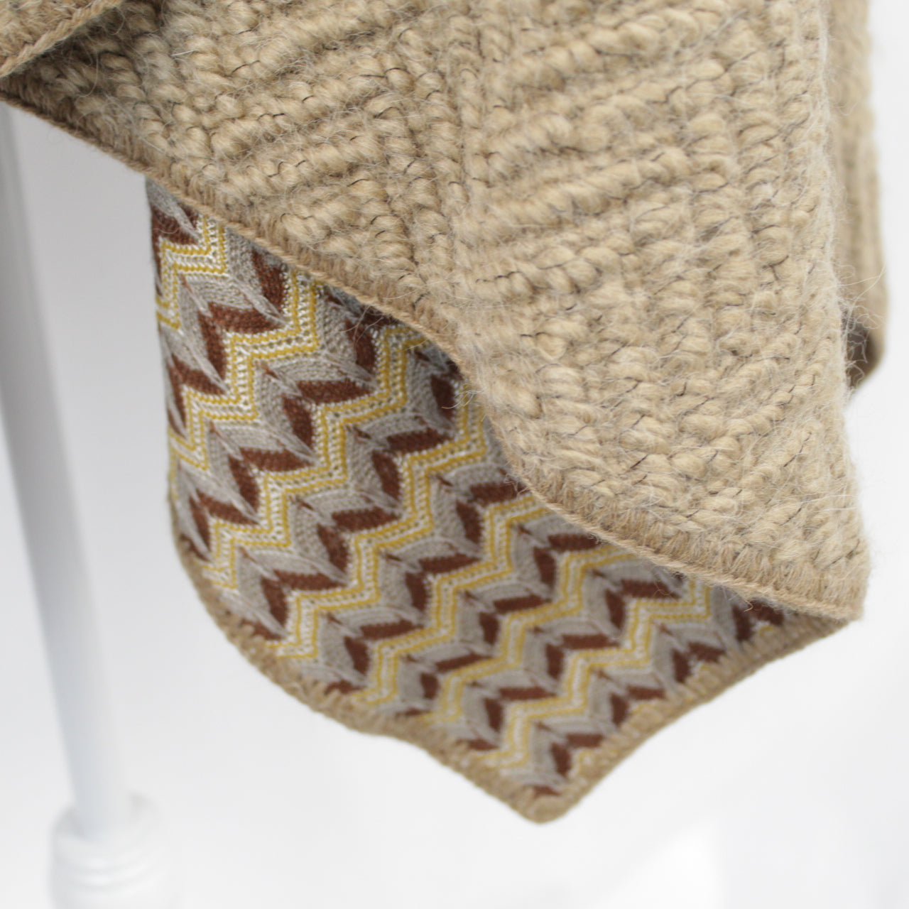 Missoni New Camel Chunky Wool & Zigzag Knit Serape O/S