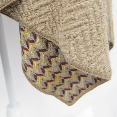Missoni_Brand New Butterscotch Textured Chunky Wool & Zigzag Signature Knit Serape_O/S