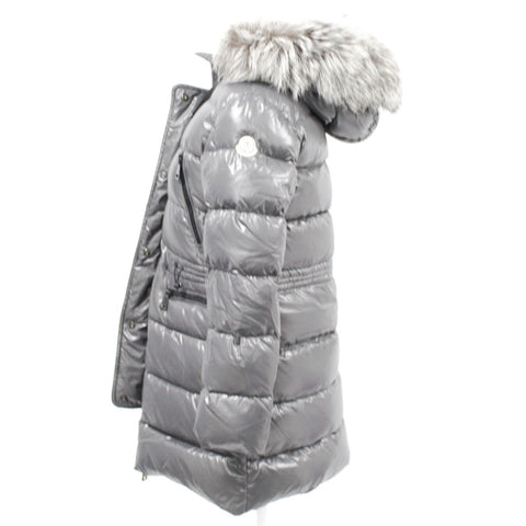 Moncler Brand New £1655 Grey Glossy Aphrotiti Long Down Quilted Coat Sz1