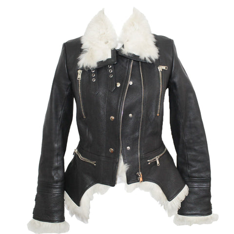 Alexander McQueen_Brand New £4295 Black Leather Shearling Lined Biker Jacket_I40