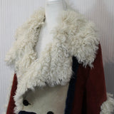 Loewe £6000 Claret & Navy Sheepskin Maxi Coat S/XS
