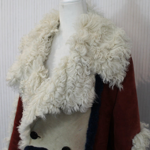 Loewe_£6000 Claret & Navy Sheepskin Maxi Coat_S/XS