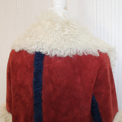 Loewe £6000 Claret & Navy Sheepskin Maxi Coat S/XS