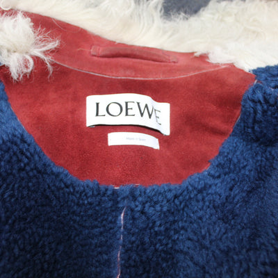 Loewe £6000 Claret & Navy Sheepskin Maxi Coat S/XS