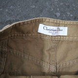 Christian Dior Unused Vintage $1095 Sand Quilted Cotton Cargo Mini Skirt S